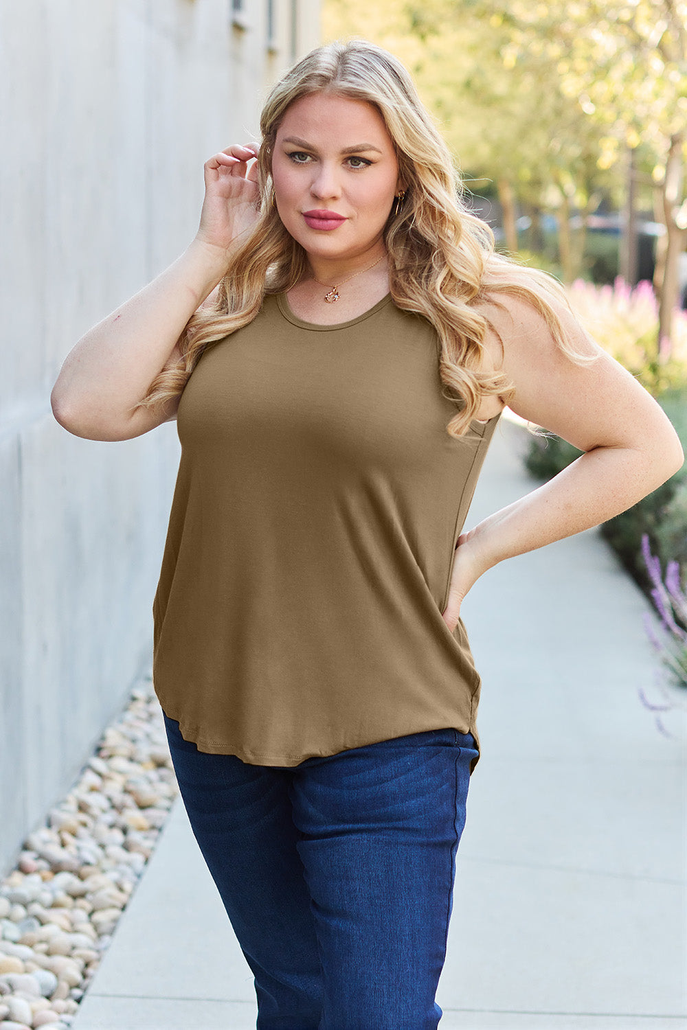 Basic Bae Full Size Round Neck Tank **also in black, camel, army green, and chestnut