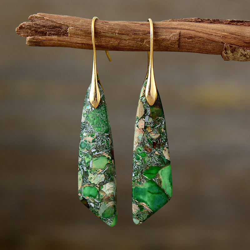 Gold-Plated Copper Dangle Earrings **also in green or tangerine, with silver or gold hooks