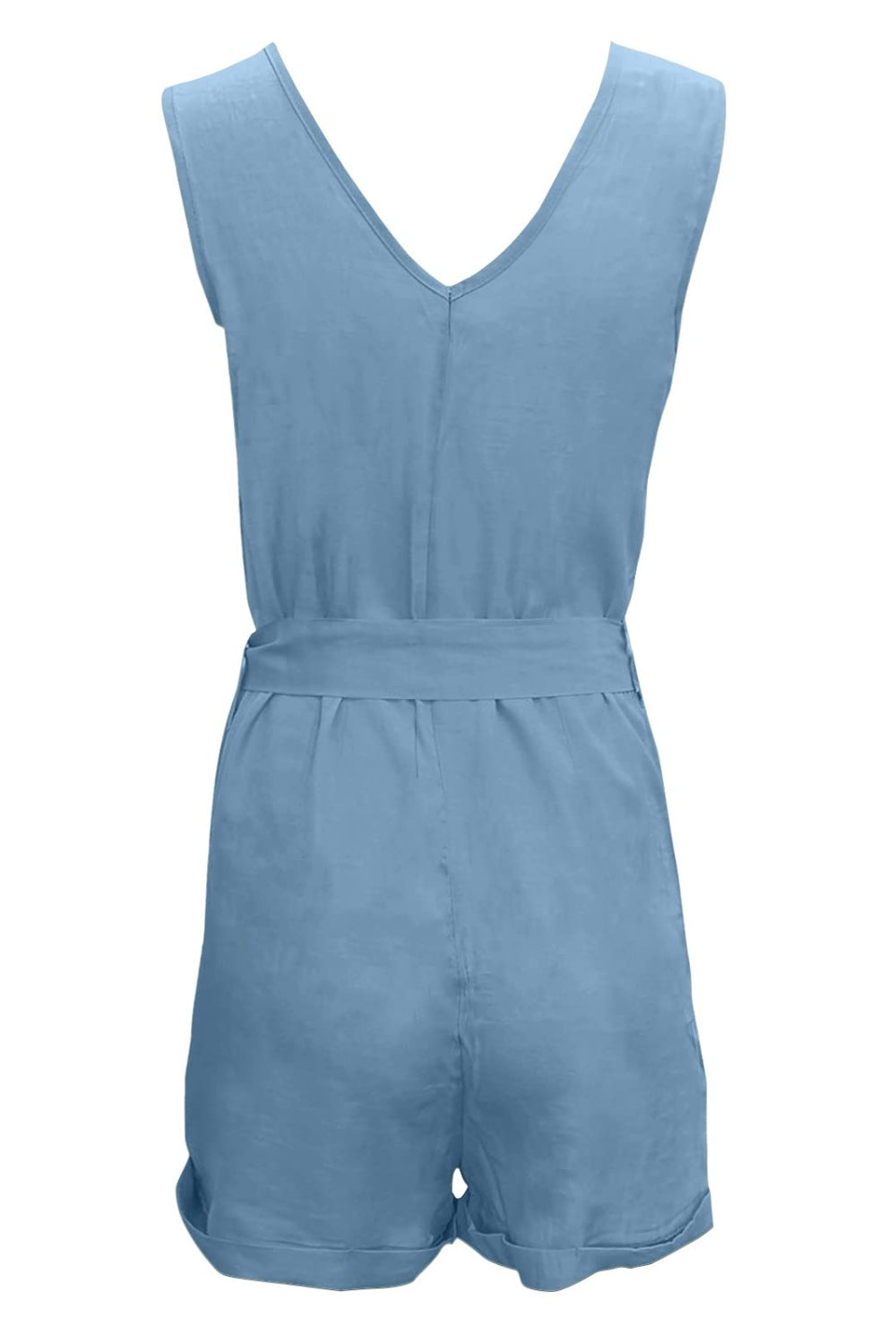 Full Size Tied V-Neck Sleeveless Romper with Pockets **available in 10 colors