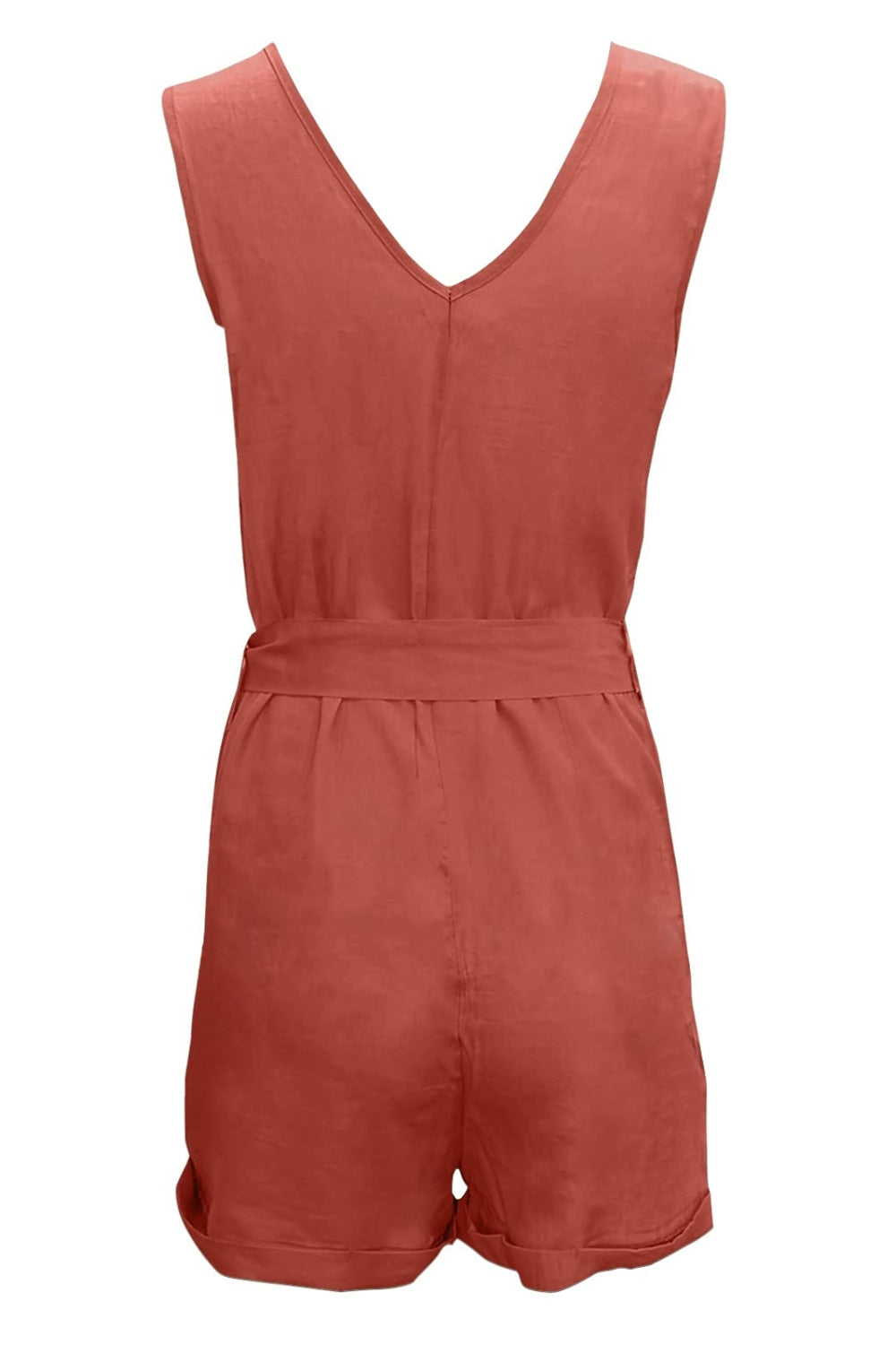 Full Size Tied V-Neck Sleeveless Romper with Pockets **available in 10 colors