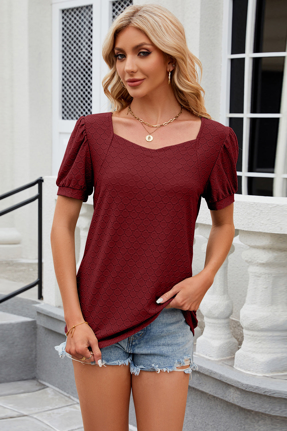 Eyelet Short Sleeve T-Shirt **available in 8 colors