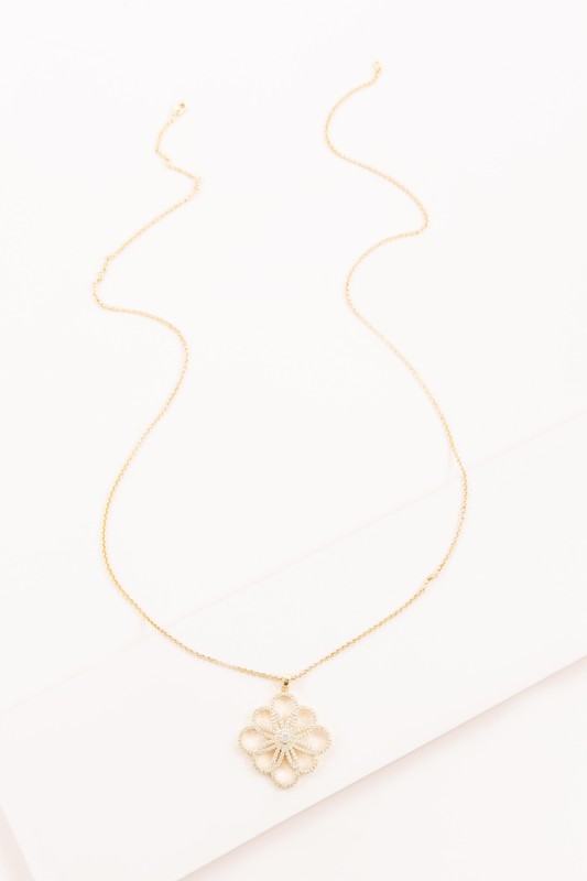 Lovodo Floral Outline Pendant Necklace