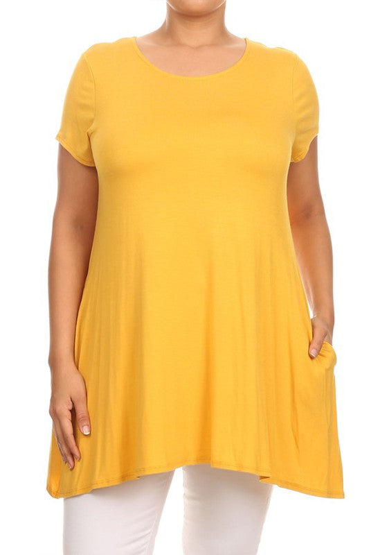 Moa Collection Short Sleeve Side Pocket Tunic **available in 16 colors