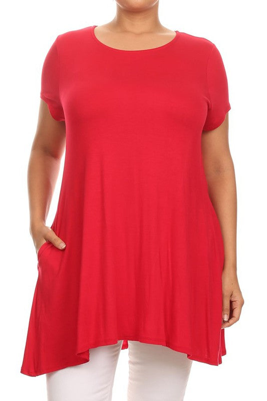 Moa Collection Short Sleeve Side Pocket Tunic **available in 16 colors