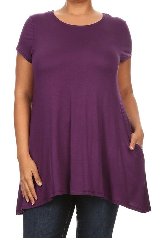 Moa Collection Short Sleeve Side Pocket Tunic **available in 16 colors