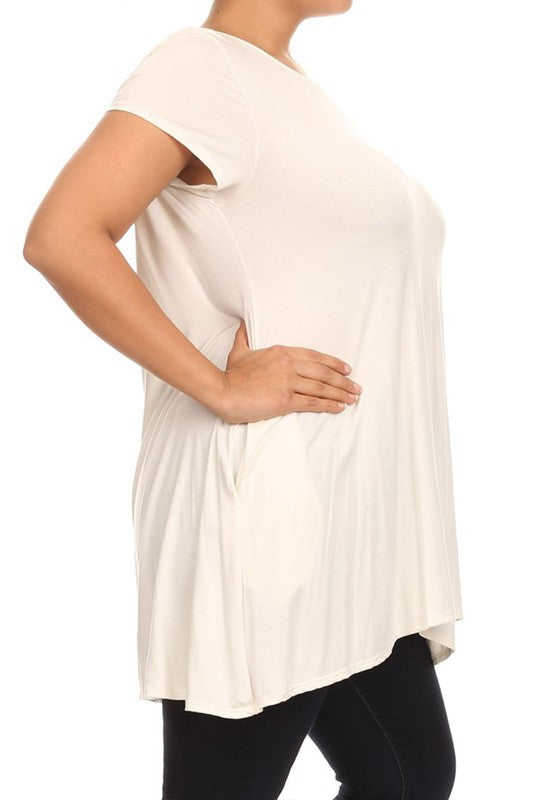 Moa Collection Short Sleeve Side Pocket Tunic **available in 16 colors