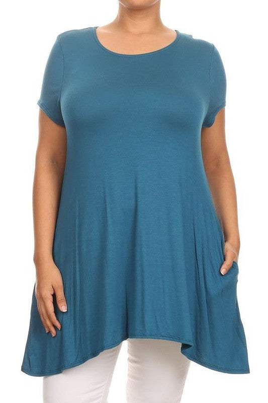 Moa Collection Short Sleeve Side Pocket Tunic **available in 16 colors