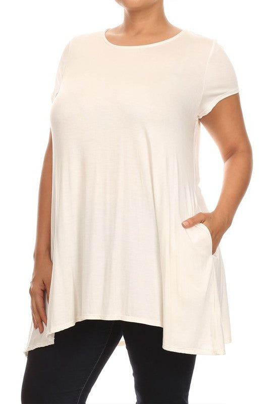 Moa Collection Short Sleeve Side Pocket Tunic **available in 16 colors