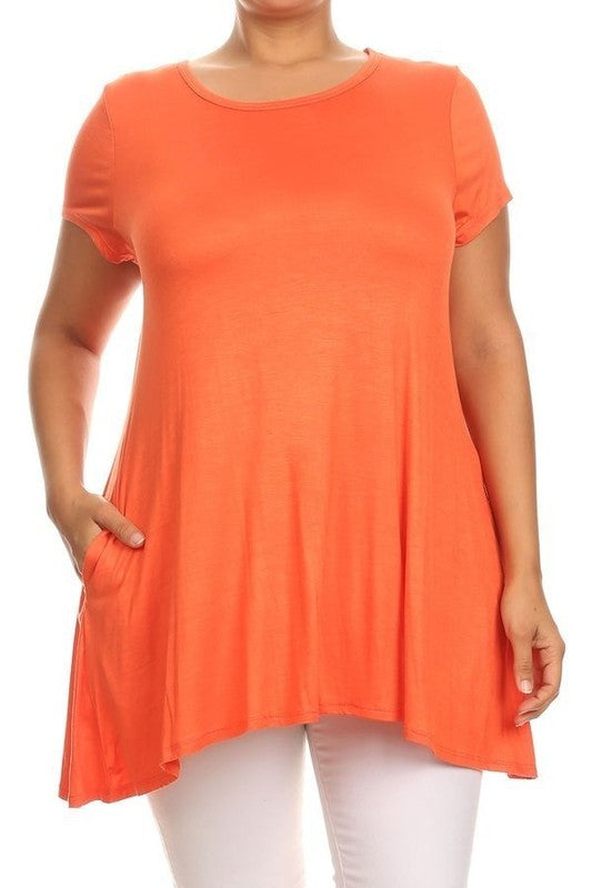 Moa Collection Short Sleeve Side Pocket Tunic **available in 16 colors