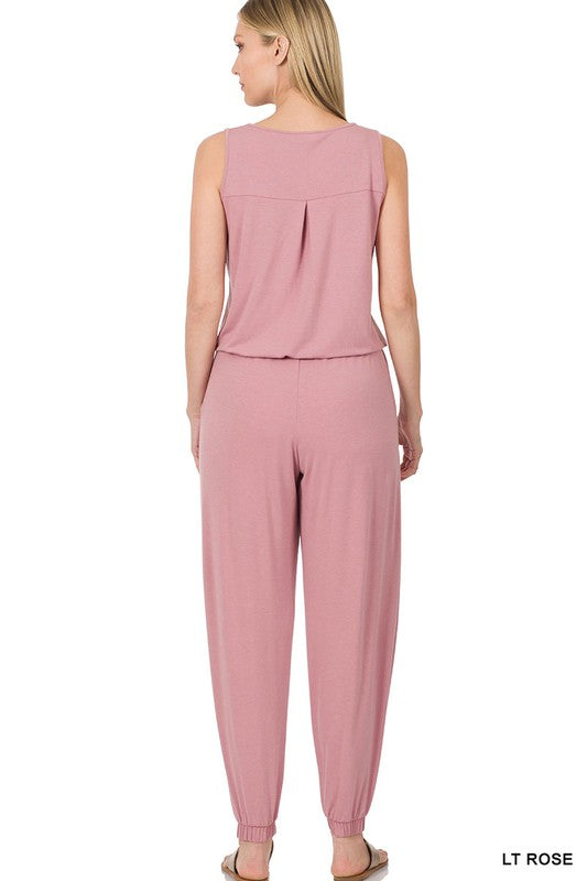 Zenana Sleeveless Jogger Jumpsuit