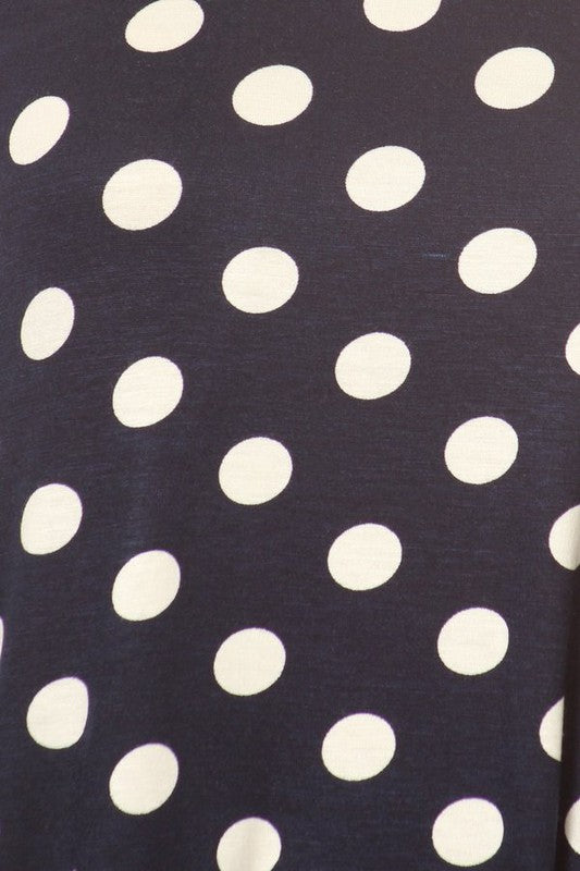 Moa Collection Polka Dot Printed Tunic Top with Pockets ** also in burgundy, black, red, and white