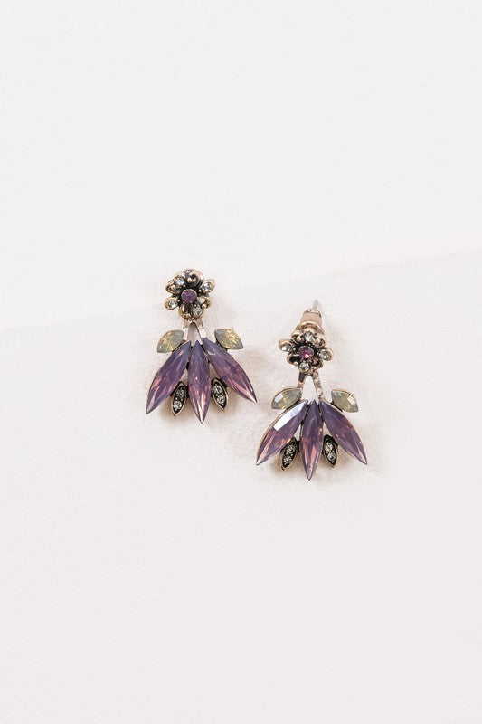 Lovely purple floral stud earrings that can be worn with or without ornamental jacket, taking you from day to night.
