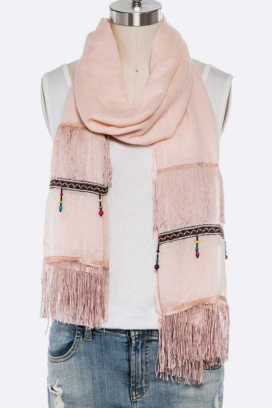 LA Jewelry Fringe Tassel Large Oblong Scarf **also in blue, coral, and grey