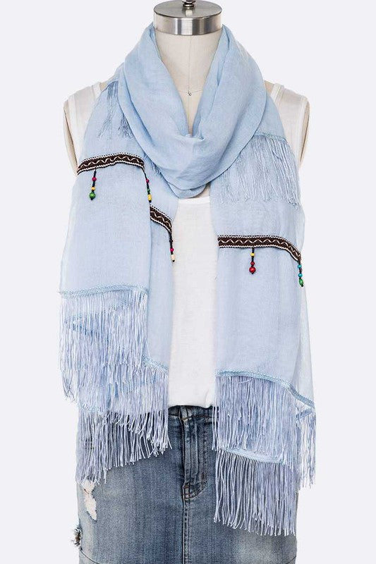 LA Jewelry Fringe Tassel Large Oblong Scarf **also in blue, coral, and grey