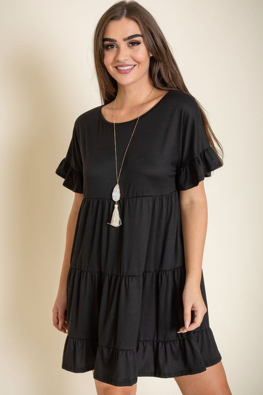 Plus Solid Ruffle Triple Tiered Midi Dress *also in black, coral, and sage