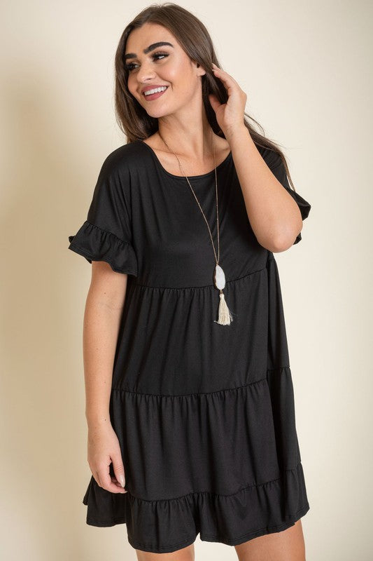 Plus Solid Ruffle Triple Tiered Midi Dress *also in black, coral, and sage