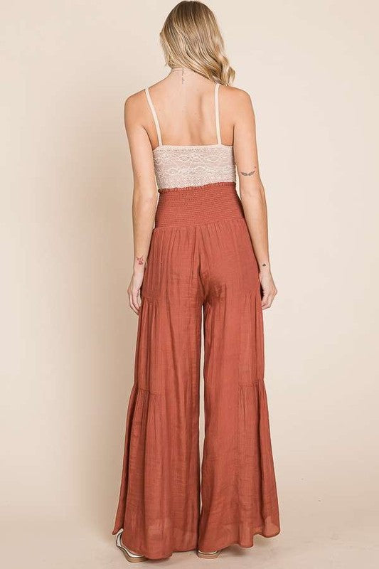 Jade by Jane Tie Front Ruched Waist Pants **also available in rust and sage