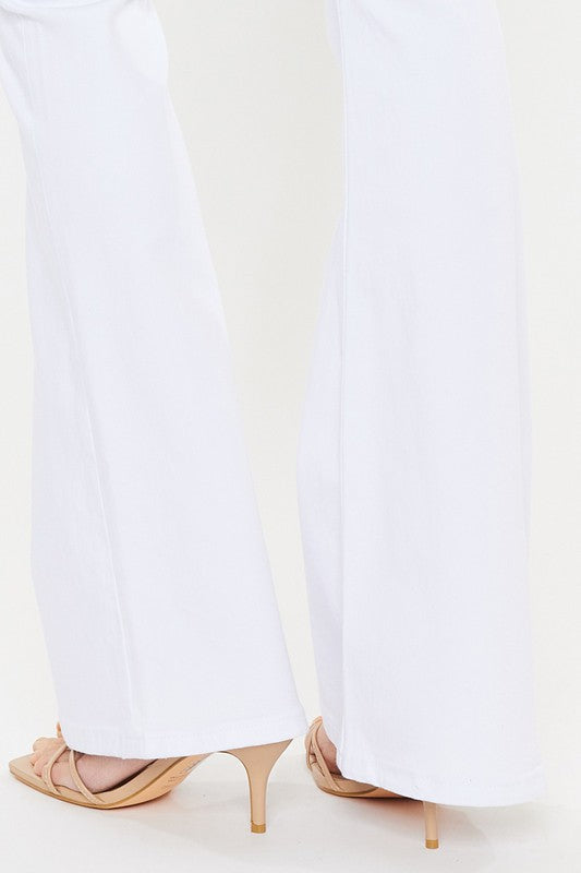 Kancan Mid Rise White Flare Jeans