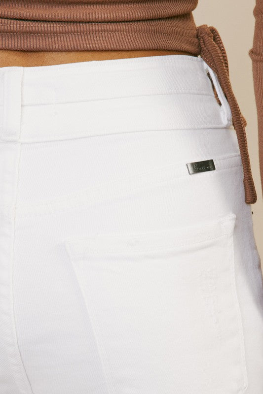 Kancan High Rise Slim Straight White Jeans