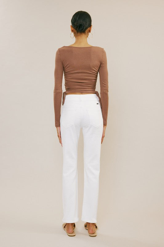 Kancan High Rise Slim Straight White Jeans