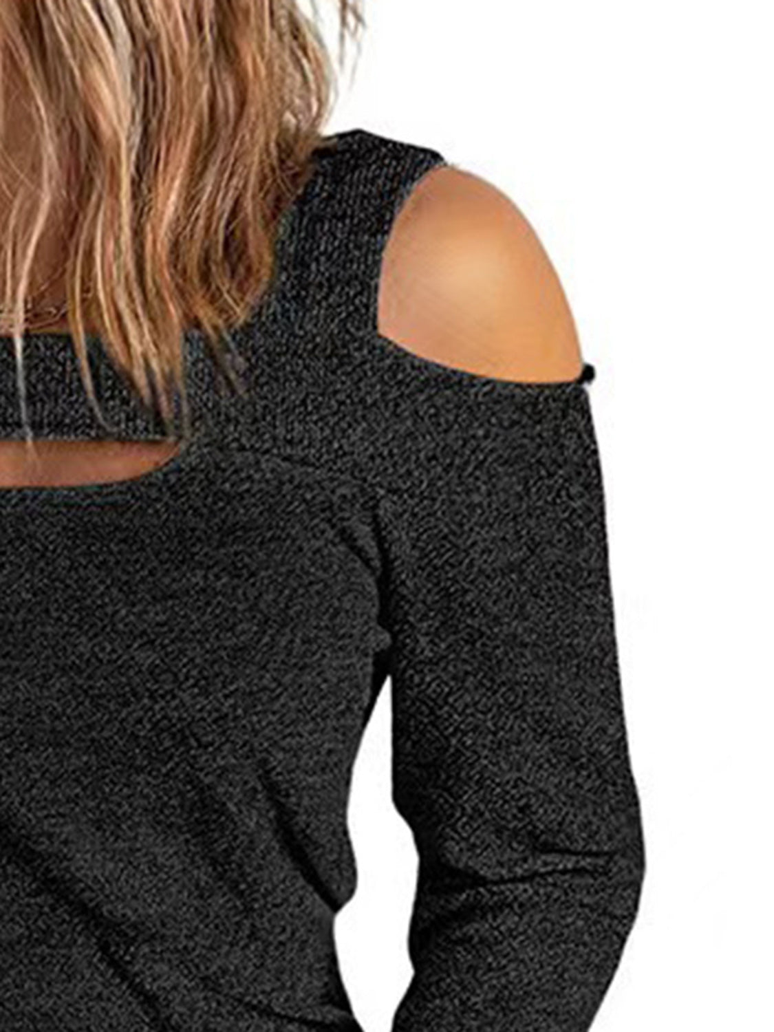 Full Size Cutout Cold Shoulder Sweater **also in light mauve, blue, green, red, and black