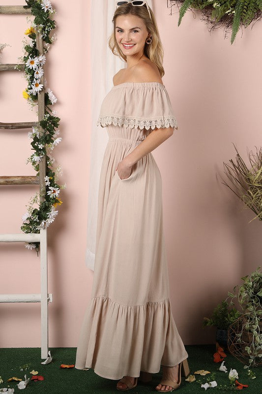 Ninexis Off the Shoulder Flowy Maxi Dress ** also available in natural