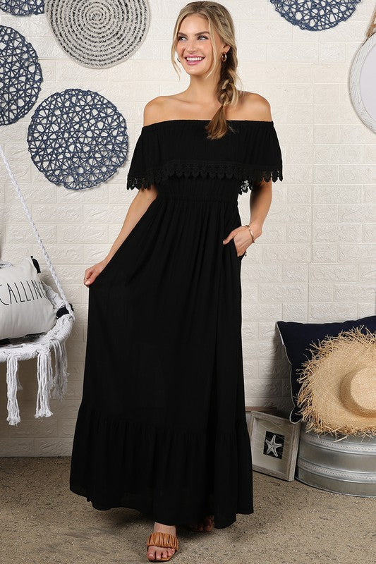 Ninexis Off the Shoulder Flowy Maxi Dress ** also available in natural