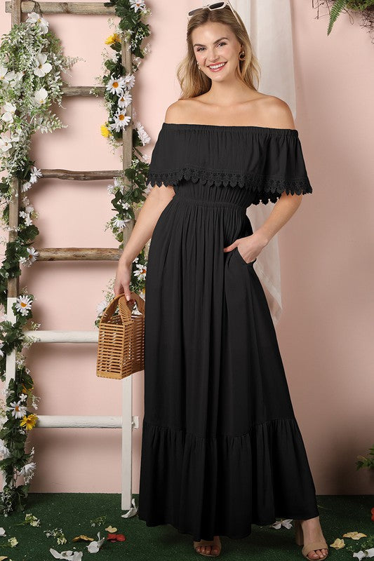 Ninexis Off the Shoulder Flowy Maxi Dress ** also available in natural