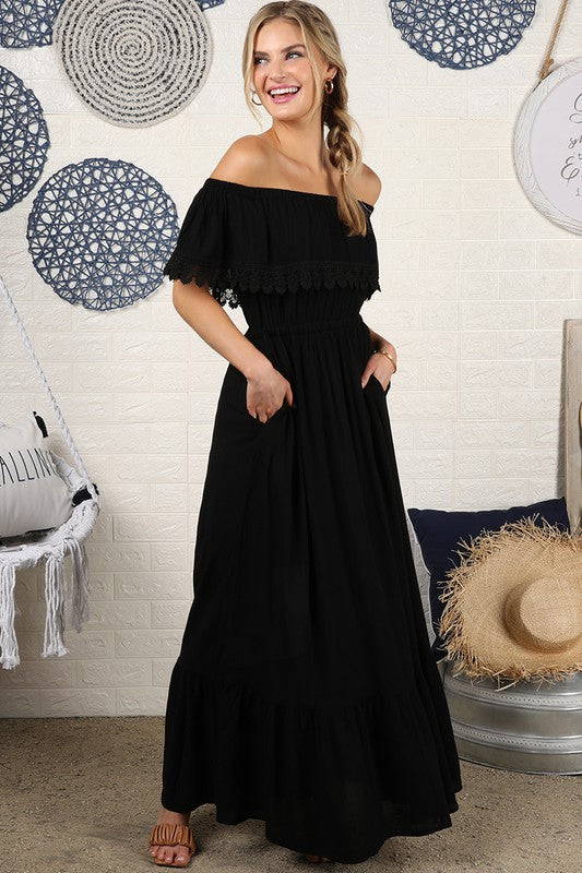 Ninexis Off the Shoulder Flowy Maxi Dress ** also available in natural