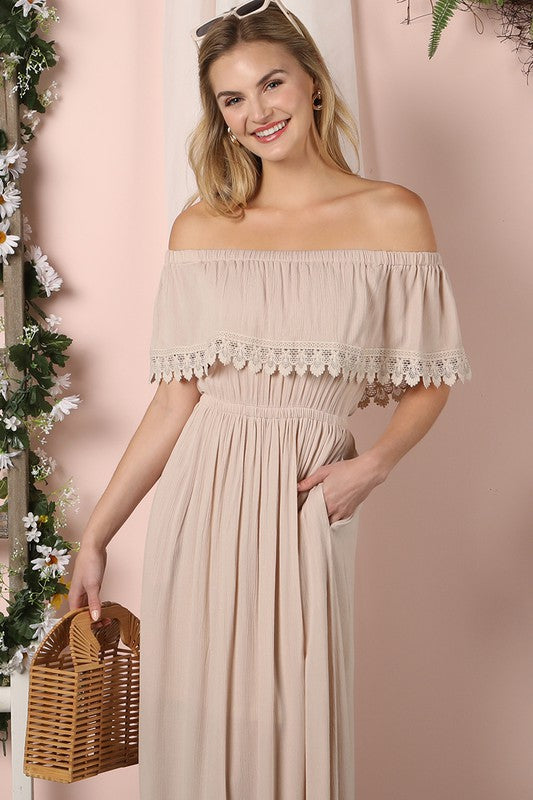 Ninexis Off the Shoulder Flowy Maxi Dress ** also available in natural