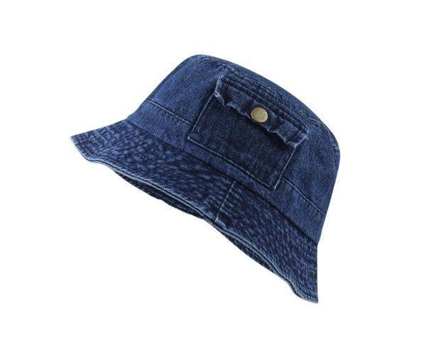 Aili's Corner Pocket Accent Denim Bucket Hat