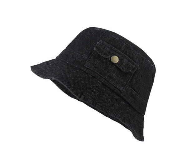 Aili's Corner Pocket Accent Denim Bucket Hat