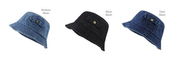 Aili's Corner Pocket Accent Denim Bucket Hat