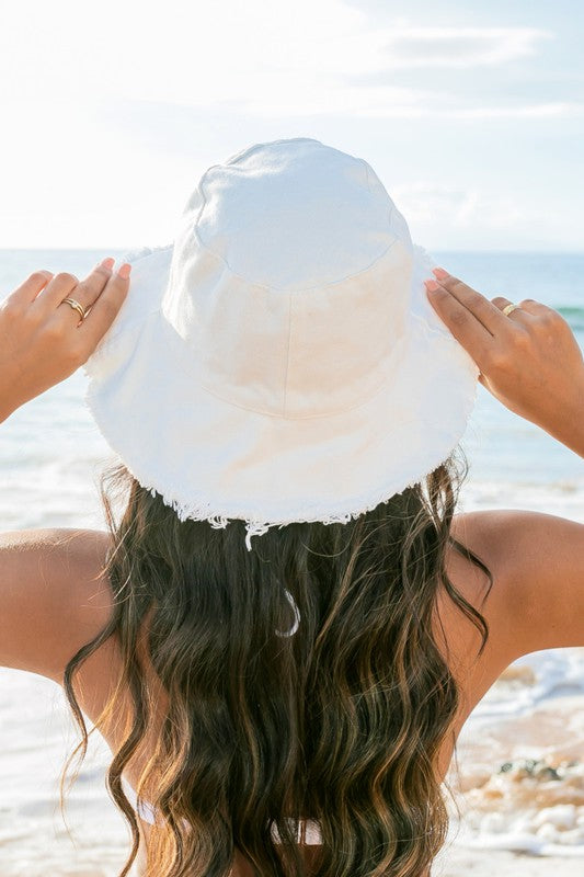 Aili's Corner Frayed Edge Canvas Bucket Hat