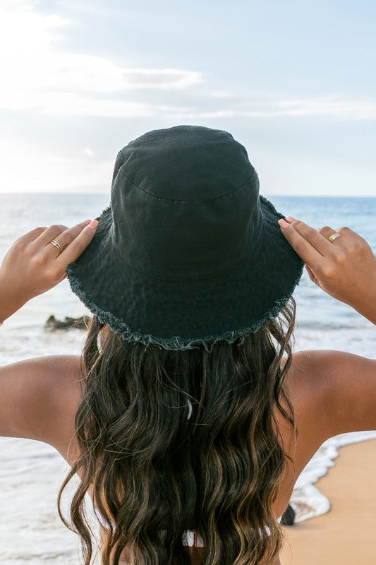 Aili's Corner Frayed Edge Canvas Bucket Hat