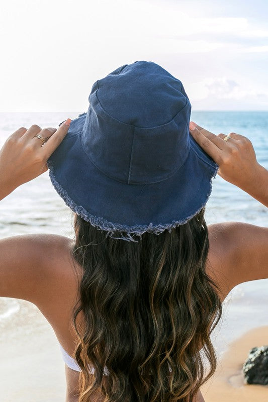 Aili's Corner Frayed Edge Canvas Bucket Hat