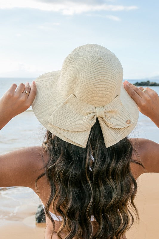 Aili's Corner Bow Back Straw Bucket Hat