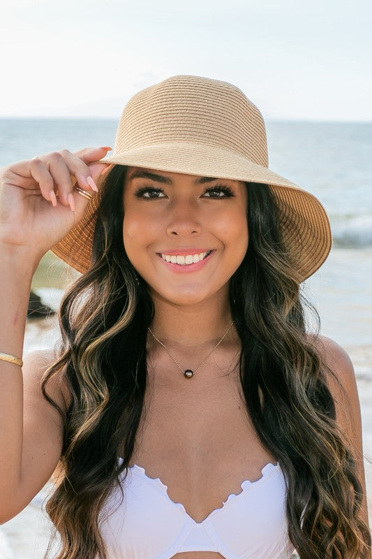 Aili's Corner Bow Back Straw Bucket Hat