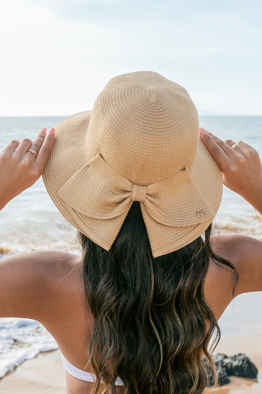 Aili's Corner Bow Back Straw Bucket Hat