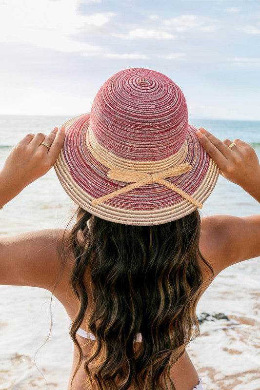 Aili's Corner Multi-Stripe Bow Accent Bucket Sunhat