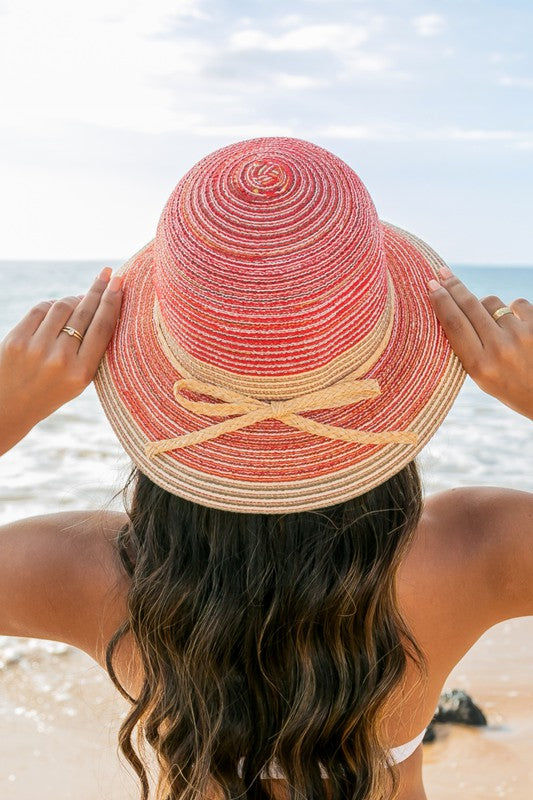 Aili's Corner Multi-Stripe Bow Accent Bucket Sunhat