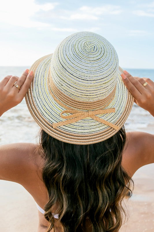 Aili's Corner Multi-Stripe Bow Accent Bucket Sunhat