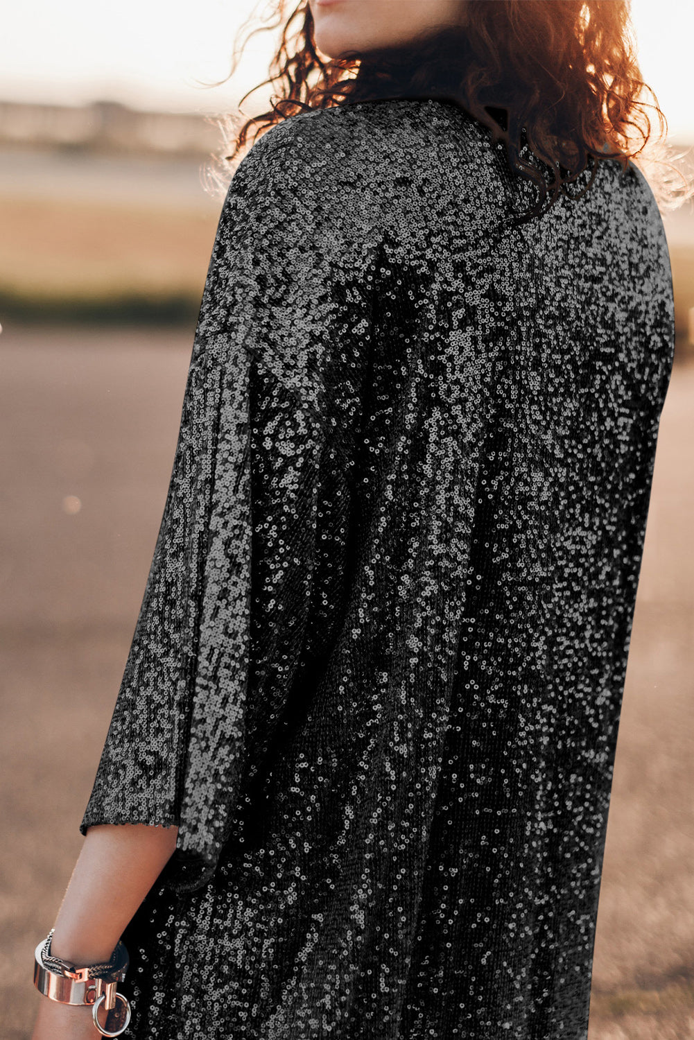 Sequin Open Front Duster Cardigan **also in beige