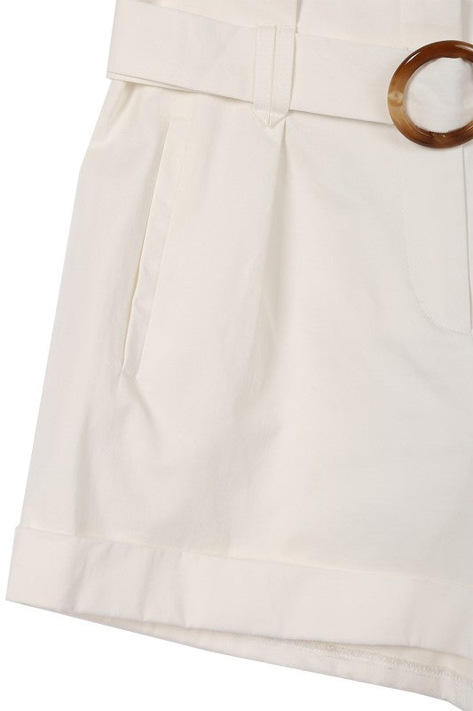 Lilou Belted Cotton Shorts **also available in white