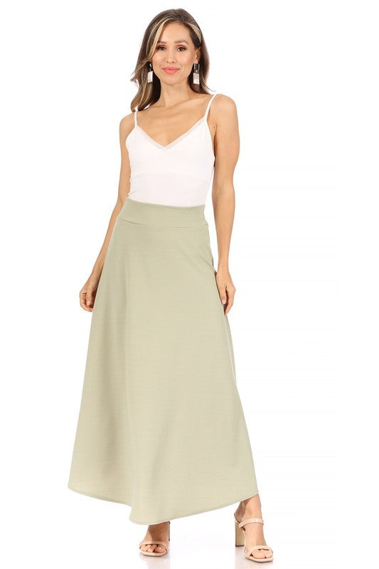 Moa Collection Solid High Waist Maxi Skirt