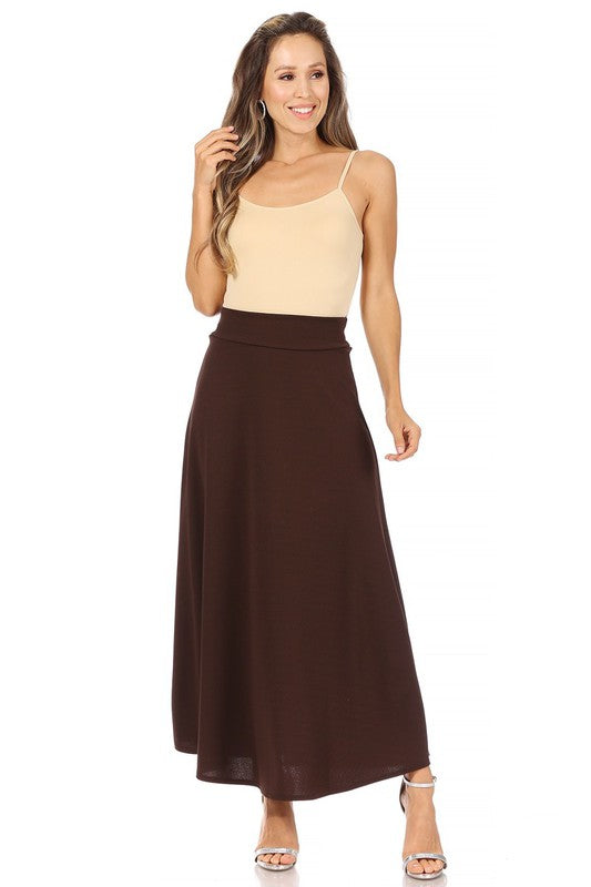 Moa Collection Solid High Waist Maxi Skirt