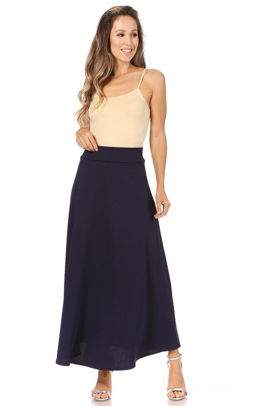 Moa Collection Solid High Waist Maxi Skirt