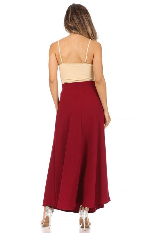 Moa Collection Solid High Waist Maxi Skirt