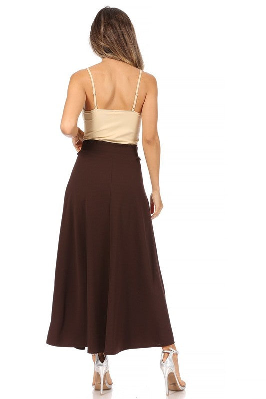 Moa Collection Solid High Waist Maxi Skirt