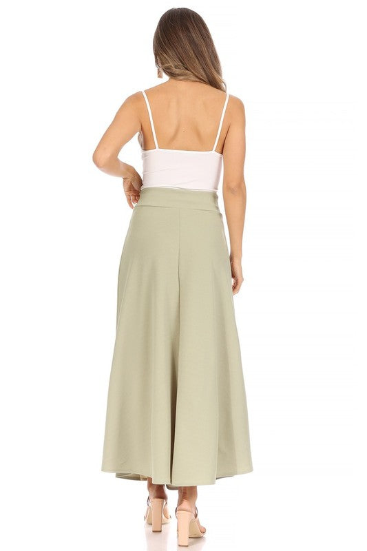 Moa Collection Solid High Waist Maxi Skirt